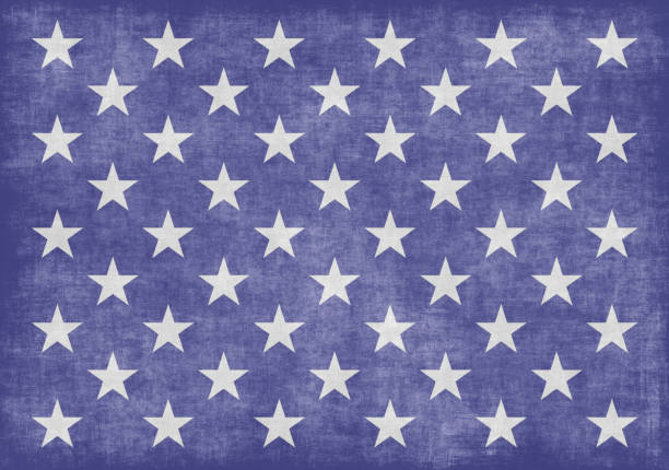 modello stellare bandiera americana grunge quarto di luglio independence armed forces day us military veteran's memorial day navy blue white abstract denim stucco cemento carta trama sbiancato acquerello sfondo vignetta primo piano - star pattern foto e immagini stock