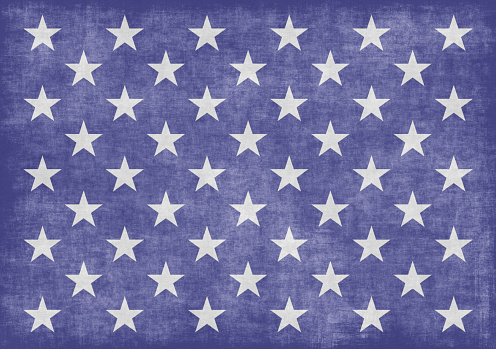Star Pattern American Flag Grunge Fourth of July Independence Armed Forces Day US Military Veteran's Memorial Day Navy Blue White Abstract Denim Stucco Concrete Cement Paper Texture Bleached Watercolor Background Vignette Close-Up Design template for presentation, flyer, greeting card, poster, brochure, banner