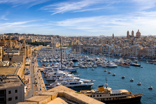 Malta - Mediterranean travel destination, bay in Isla. View from the Fort Sant' Anglu