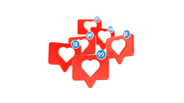 istock Like counter social media notification icons with heart. 3d rendering. 1325104885