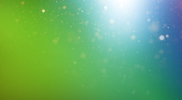 Natural Green Blue Gradient Background with Defocused Lights and Particles vector art illustration