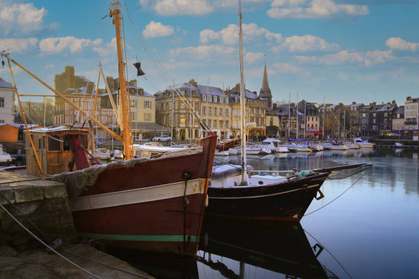 Boats with it's reflection at Honfleur port is a truly picturesque and one of charming harbour in France