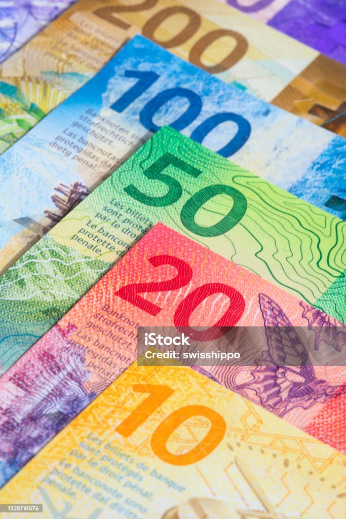 Swiss francs Collection of the new swiss banknotes (issued in 2017) Switzerland Stock Photo