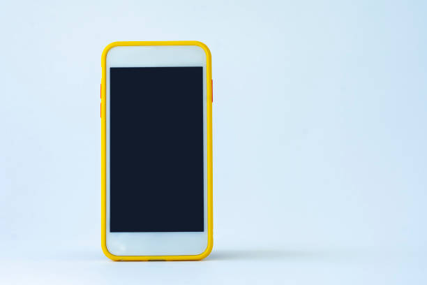 istock Smartphone mockup with black screen. Close-up phone on a white background. 1325118854