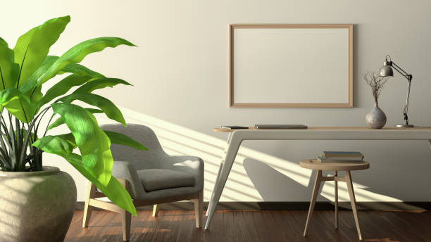 istock Horizontal poster frame mock up on the white wall 1325118874