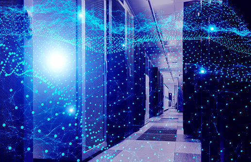 3d Rendering Modern Server Room Interior In Big Datacenter For ...