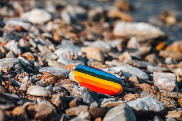 Stones Painted in Rainbow Colors