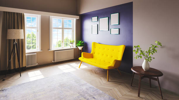 istock Modern living room interior with vibrant colors 1325124374