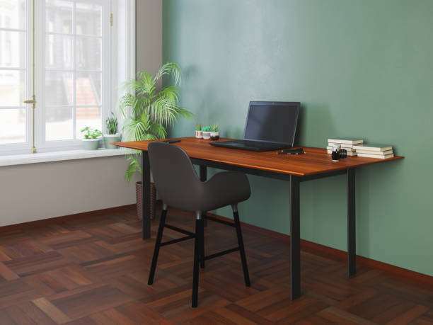 istock Home office interior concept with a street view 1325124442
