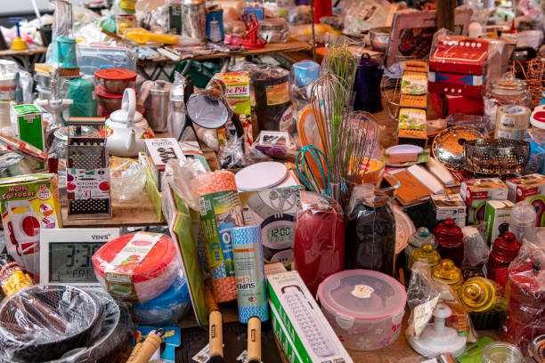 Sao Paulo, Brazil - april 21, 2021 - household utilities to sale at open air market.