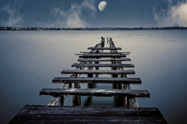 Rickety old timber jetty outside of Brisbane in Queensland