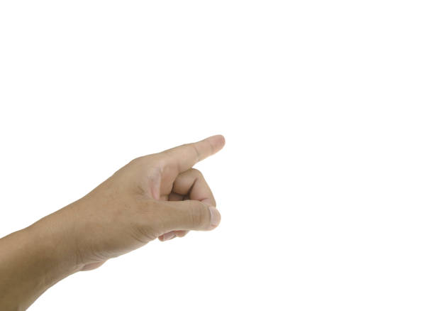istock Male hand pointing on a white background 1325134779