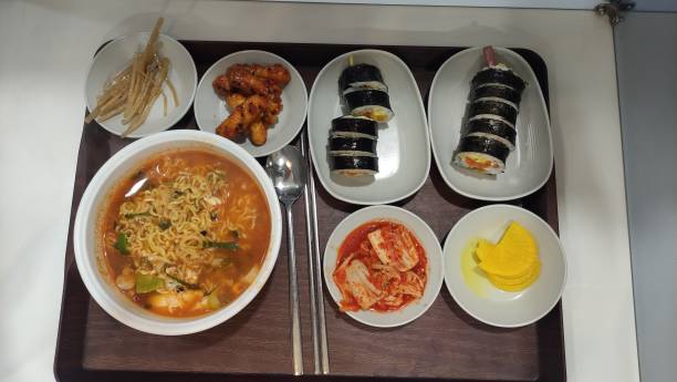 istock Korean restaurant one meal, ramen, gimbap, side dishes 1325134894