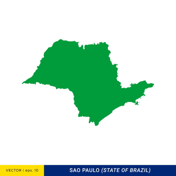 ilustrações, clipart, desenhos animados e ícones de mapa detalhado de são paulo - modelo de design de ilustração de estoque vetorial do estado do brasil - são paulo