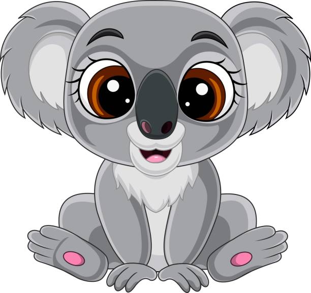 kreskówka słodkie dziecko koala siedzi - 11244 stock illustrations