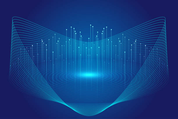 istock 3D technology sense of space sense of big data background of luminous rays on the booth. 1325142779