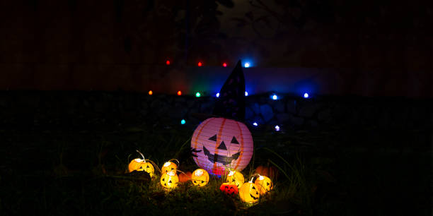 istock Halloween pumpkin head jack lantern in the garden 1325148760