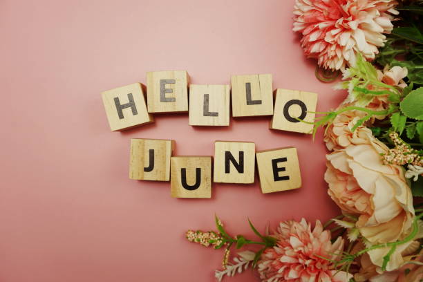 istock Hello June alphabet letter with space copy on pink background 1325149908
