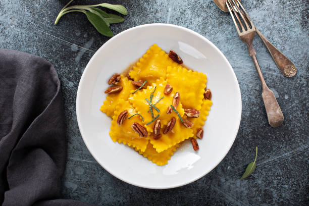istock Butternut squash tortellini with brown butter and pecans 1325150696