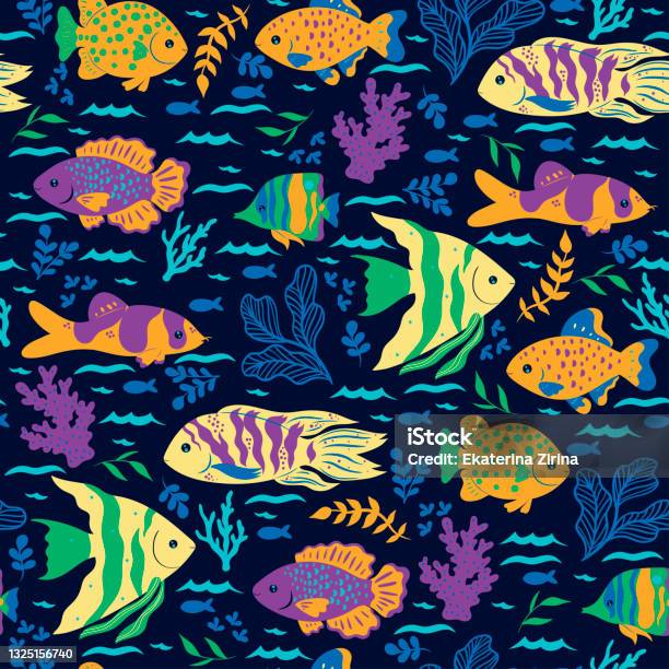 Samlesh Pattern Fish Seamless Pattern With Oceanic Fish Vector Graphics Stock Illustration ...