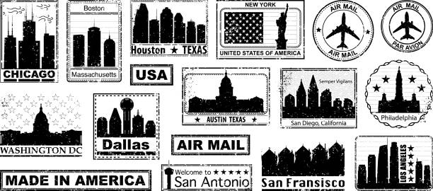 アメリカン・シティ・スタンプ - austin texas austin nevada skyline texas点のイラスト素材／クリップアート素材／マンガ素材／アイコン素材