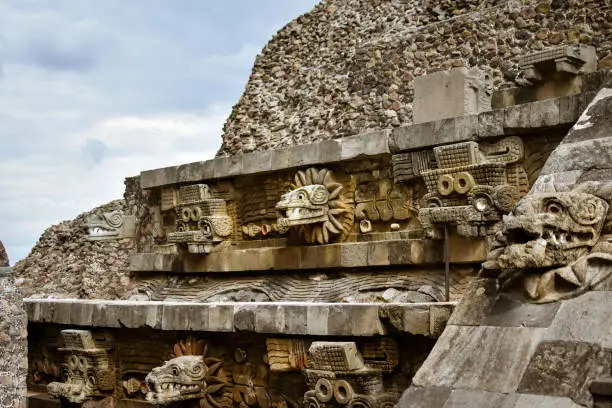 Quetzalcoatl temple, in Teotihuacan, Mexico