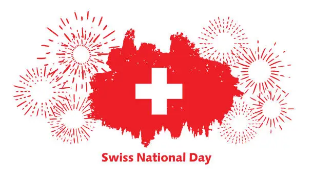 Vector illustration of Swiss national day grunge vector illustration.