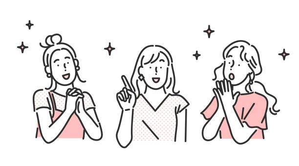 여성 긍정적 인 표현 - 여성 일러스트 stock illustrations