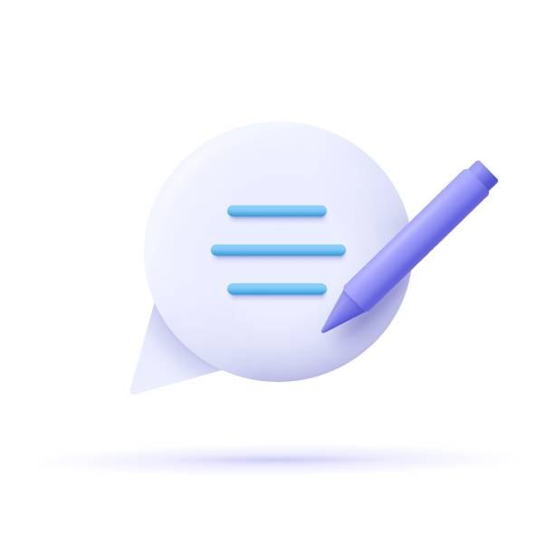 Copywriting, writing icon. Document concept. Speech bubble, text and pencil. 3d vector illustration. Copywriting, writing icon. Document concept. Speech bubble, text and pencil. 3d vector illustration. copyright symbol 3d stock illustrations