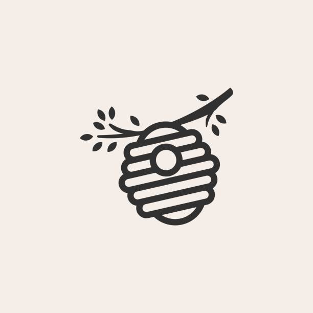 bee hive tree hipster vintage vector icon illustration bee hive tree hipster vintage vector icon illustration beehive stock illustrations