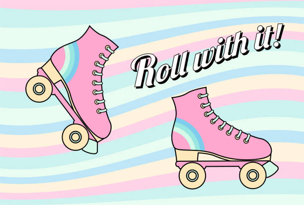 vector background with roller skates for banners, cards, flyers, social media wallpapers, etc. vector background with roller skates for banners, cards, flyers, social media wallpapers, etc. anniversary invitation backgrounds greeting card stock illustrations