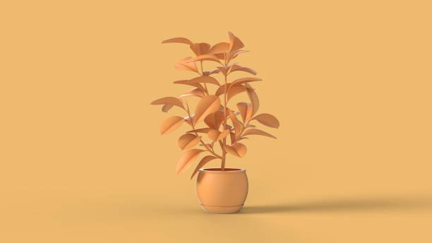 Monochrome plant in pot 3d render