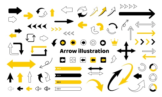 Set of colorful arrow icon vector material