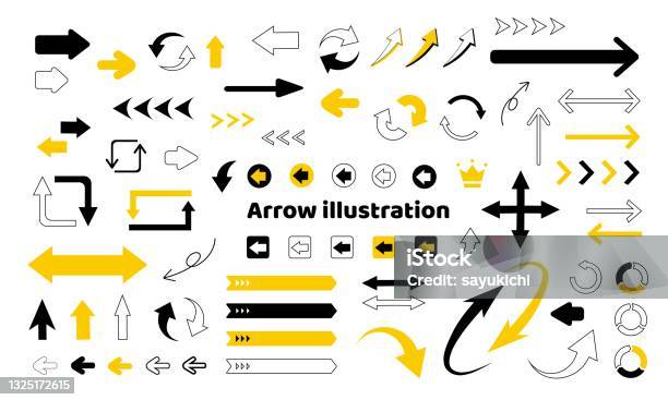 Set Of Colorful Arrow Icon Vector Material Stock Illustration - Download Image Now - Arrow Symbol, Vector, Arrival
