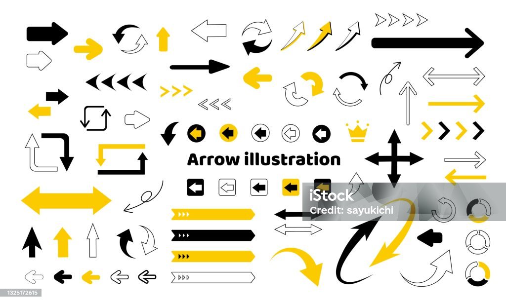 Set of colorful arrow icon vector material - 免版稅箭頭符號圖庫向量圖形