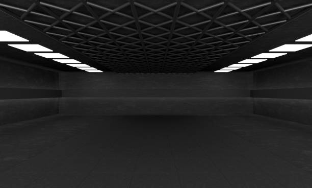 istock Empty warehouse interior. 3D Render Storehouse building or storage room with light 1325174775