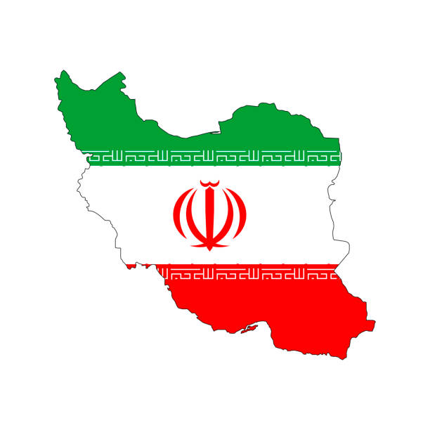 iran map silhouette with flag on white background - iran stock illustrations