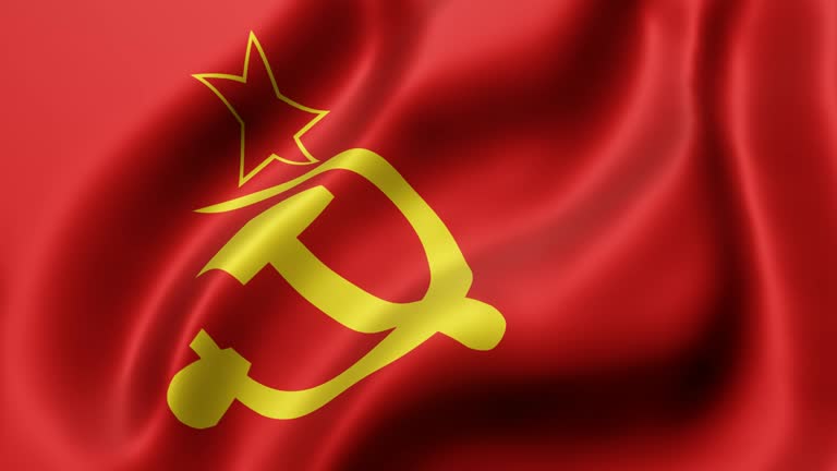 Old Soviet Union flag waving