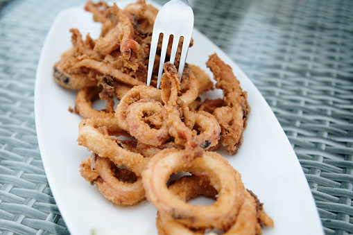 The famous Rabas (squid rings), a typical dish from the northern Spanish region of Cantabria.