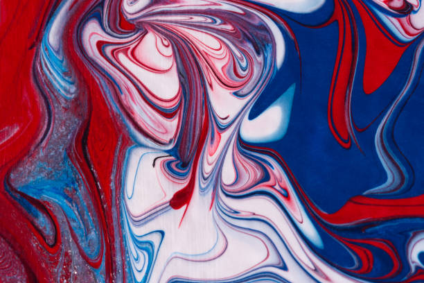 arte de fluido acrílico vermelho, branco, azul, fundo de natal criativo abstrato - 6184 - fotografias e filmes do acervo