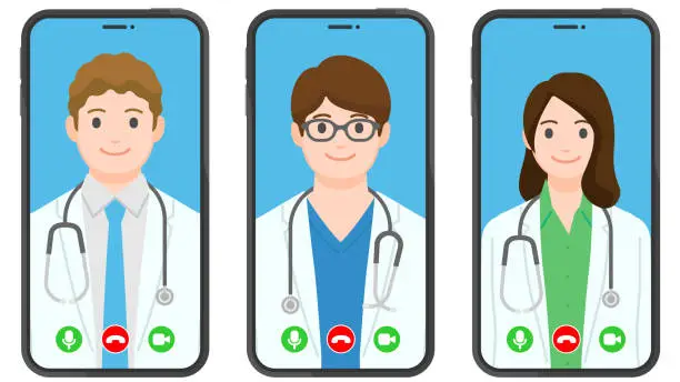 Vector illustration of Online doctor. Telemedicine in a smartphone.