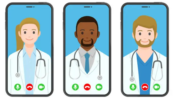 Vector illustration of Online doctor. Telemedicine in a smartphone.