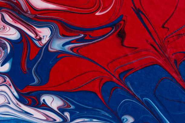istock Red, white, blue acrylic fluid art, abstract creative Christmas background 1325181109