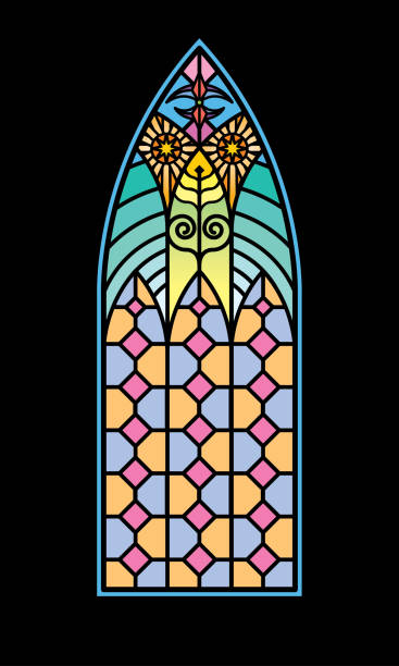 ilustrações de stock, clip art, desenhos animados e ícones de colorful gothic stained glass window. - stained glass illustrations