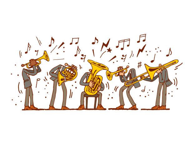 Brass Quintet Brass Quintet brass horn stock illustrations