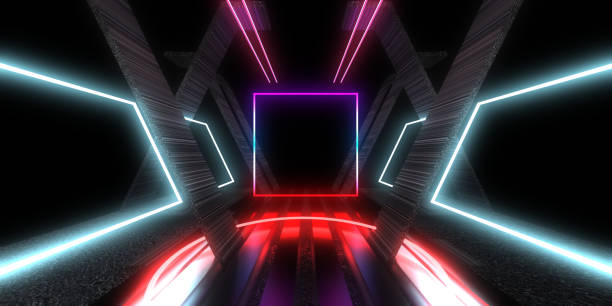 istock 3D abstract background with neon lights. neon tunnel .space construction . .3d illustration 1325192063