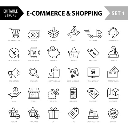 E-Commerce Line Icons. Editable Stroke_Set1