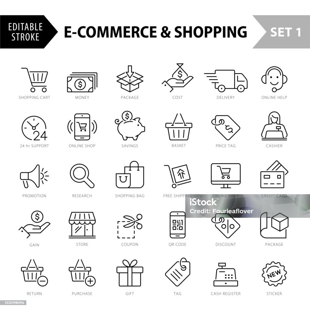 E-Commerce Line Icons. Editable Stroke_Set1 - 免版稅圖示圖庫向量圖形