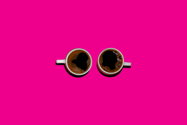 istock Various image of a clock, coffee cup and wireless headphones on colored background. 1325199218