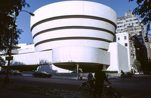 New York, NY, USA - March 26, 1985: Solomon R. Guggenheim Museum: The Solomon R. Guggenheim Museum is an art museum located at 1071 Fifth Avenue on the corner of East 89th Street in Manhattan